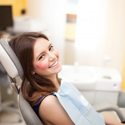 A woman at her dental appointment.