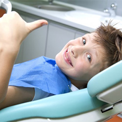 A child at his dental appointment.