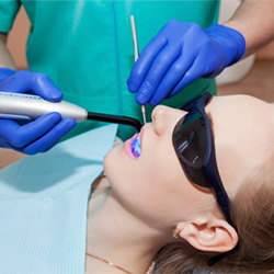 A young patient receiving dental fillings.