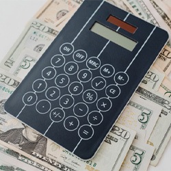 Loose cash and calculator