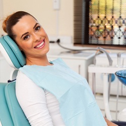 woman smiling in dental chair