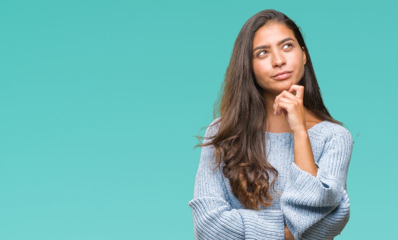 Closeup of woman wondering